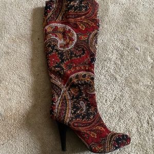 Paisley heeled boots